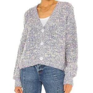Pistola Lorena Chunky Knit Oversized Blue Multi-Color Cardigan Sweater Sz Small